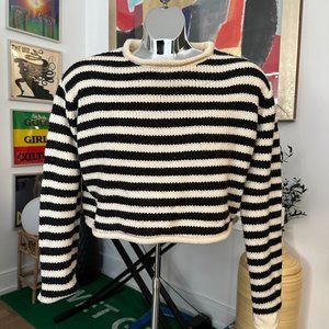 Cropped Stripe Knit Sweater